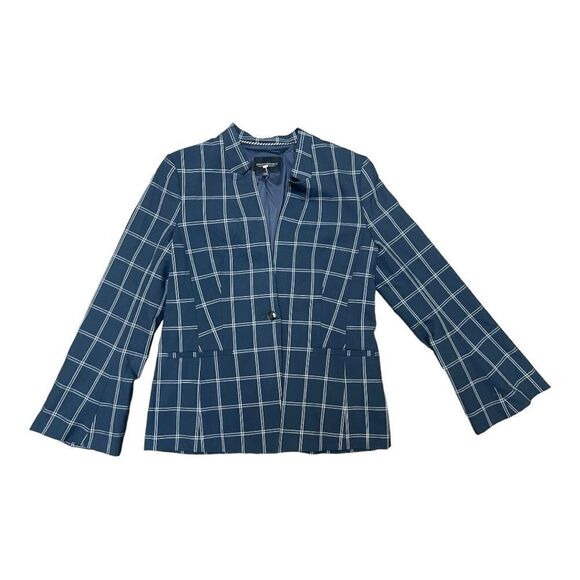 Banana Republic NWOT Blue Window Pane Print Flare Sleeve Washable Blazer Size 8 - Picture 9 of 9